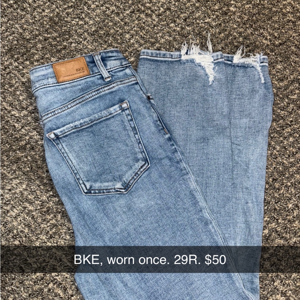 BKE Light Blue Frayed Hem Jeans